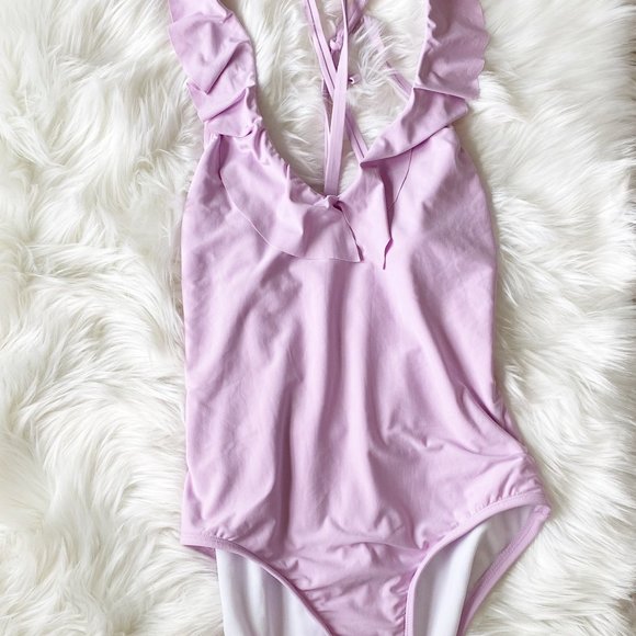 Free Press Dani Ruffle Pink One Piece Swimsuit S - Picture 13 of 13
